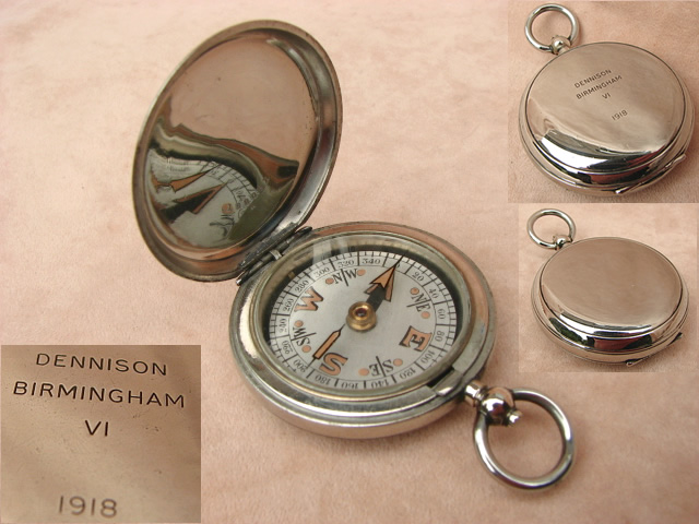 1918 Dennison WW1 Army Officers hunter cased pocket compass